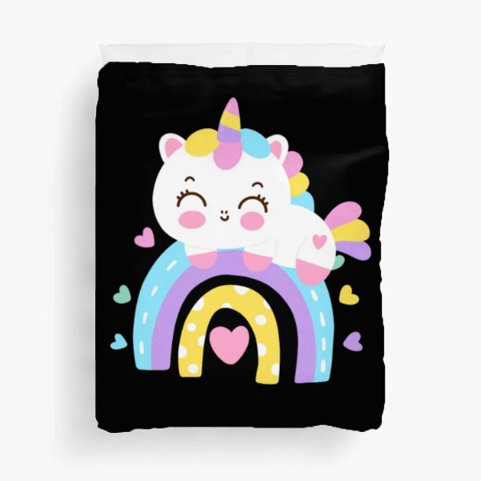 Sweet Kawaii Rainbow Unicorn Cute Girl Gift Duvet Covers