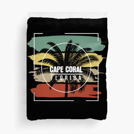 Cape Coral Florida Artistic Palm Tree Retro Duvet Covers
