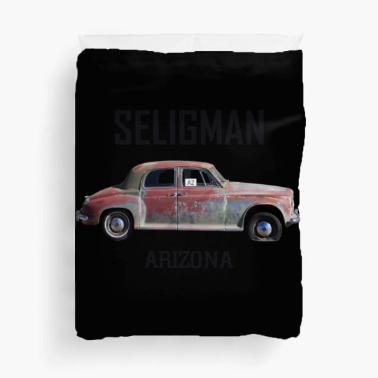Old car city of Seligman in Arizonna, US Route 66 Duvet Covers