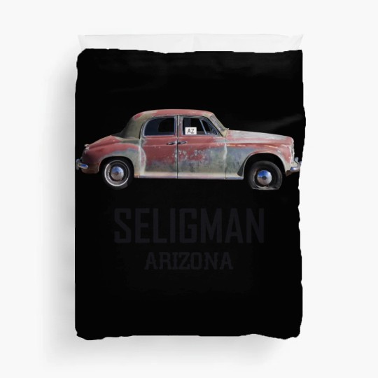 Old car city of Seligman in Arizonna, US Route 66 Duvet Covers