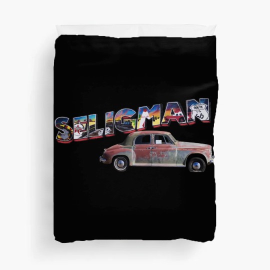 Old car city of Seligman in Arizonna, US Route 66 Duvet Covers