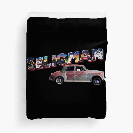 Old car city of Seligman in Arizonna, US Route 66 Duvet Covers