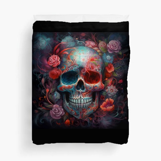 Pastel Flowery Skull Duvet Covers
