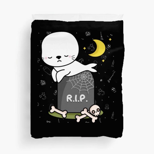 Boo Cute Seal Halloween design trick or treat RIP Duvet Covers