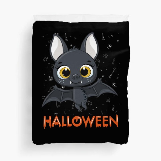 Trick or treat Funny cute bat Halloween cute bat Duvet Covers