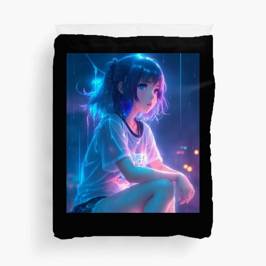 Young cute anime girl Duvet Covers