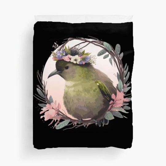 Tropical Kiwi Bird Flower Crown Floral Exotic Bird Duvet Covers