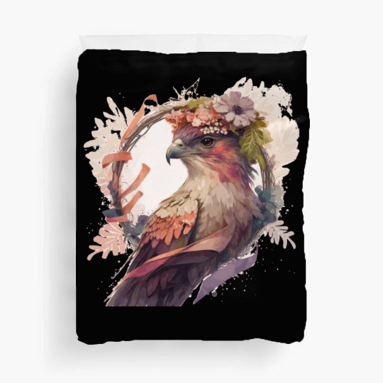 Birds Of Prey Kite Bird Flower Crown Floral Duvet Covers