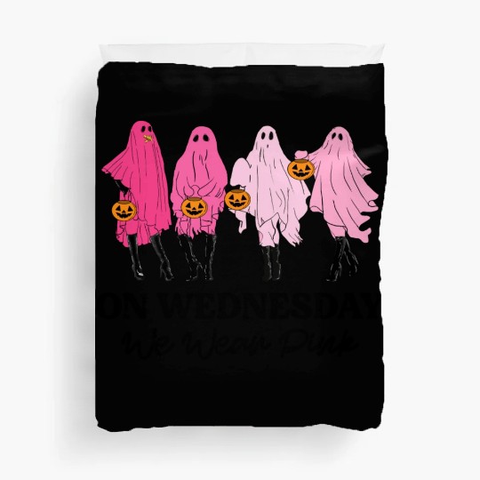 Breast Cancer On Wednesday We Wear Pink Halloween Duvet Covers