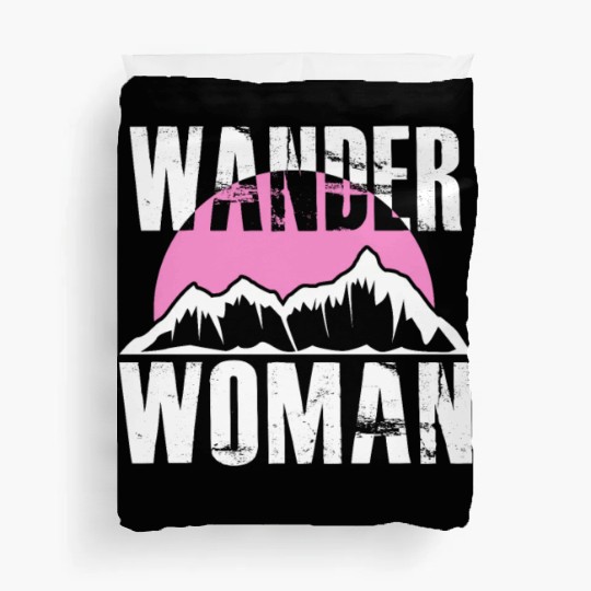 Wanderwoman Mountaineering Hiking Women Duvet Covers