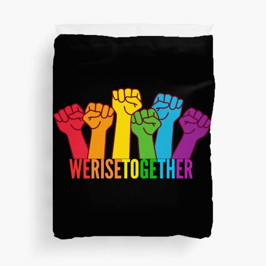 We Rise Together Lgbt Pride Rainbow Flag Duvet Covers