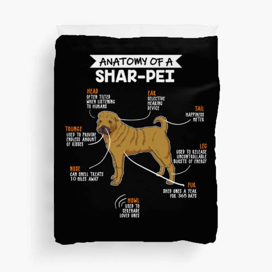 Anatomy Of A Shar Pei Dog Funny Dog Lover Gift Duvet Covers