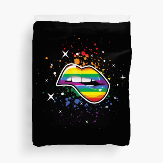Bite Lips Gay LGBTQ Rainbow LGBT Pride Month Duvet Covers