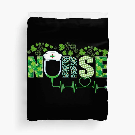 Leopard Nurse Shamrock Stethoscope Saint Patricks Duvet Covers