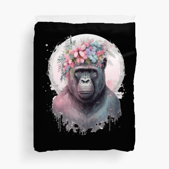Cute Gorilla Flower Crown Africa Animal Lover Duvet Covers