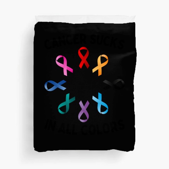 Cancer Sucks In All Colors Cancer Awareness Ribbon Duvet Covers