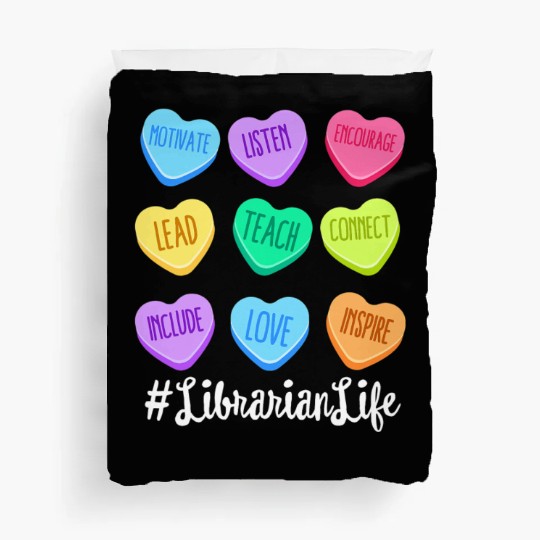 Librarian Life Teacher Valentines Day Pastel Candy Duvet Covers