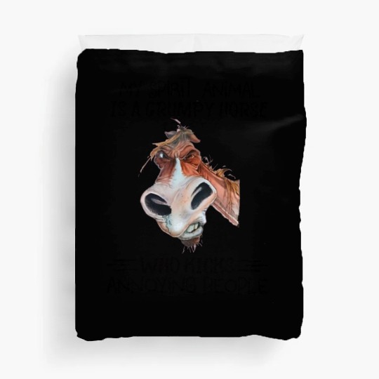 My spirit animal is a grumpy horse who kicks Duvet Covers