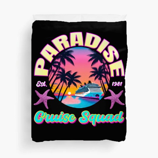 Paradise Cruise Squad: 80's Miami Cruise Ship Duvet Covers