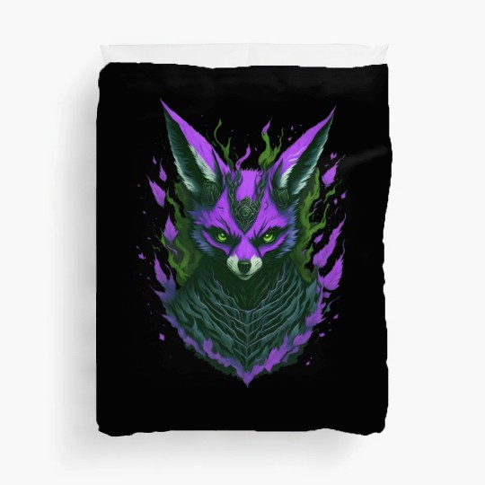 ninja fennec purple green Duvet Covers
