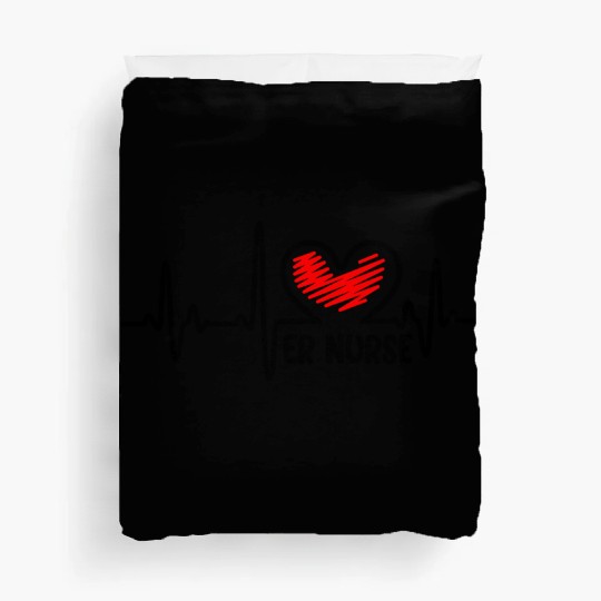 ER Nurse, heart beat Duvet Covers