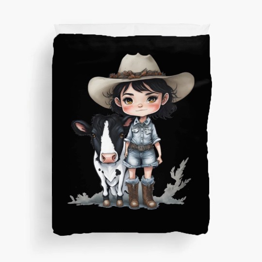 Cowgirl with Cow Duvet Covers