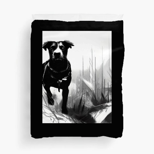 Black and white dog Duvet Covers