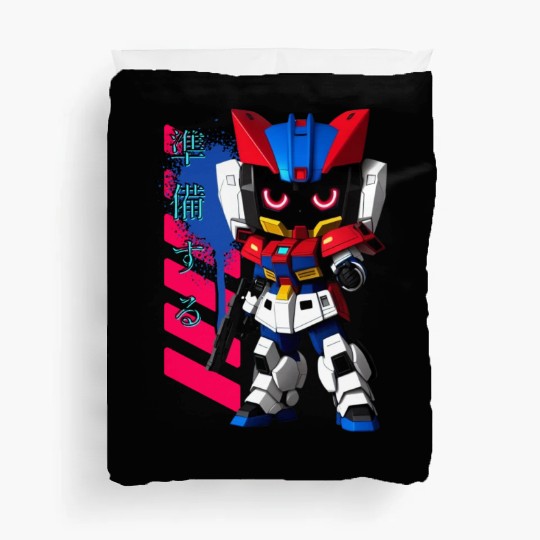 Chibi Mecha: A Cute Cyberpunk Design 2 Duvet Covers