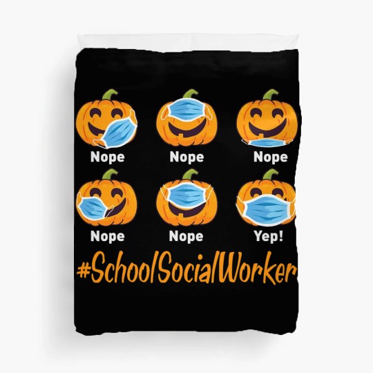 Funny Halloween School Social Worker Pumpkin Duvet Covers