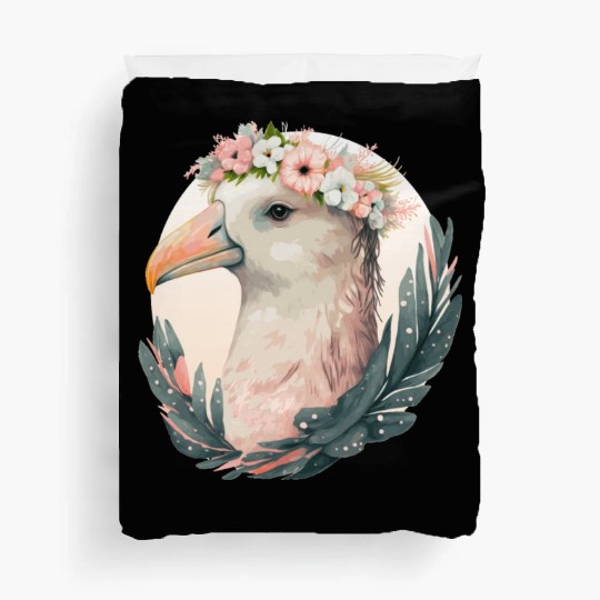 Cute Albatross Bird Flower Crown Floral Tropical B Duvet Covers