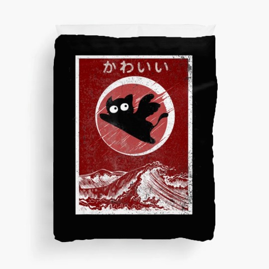 Kawaii Cat Japanese Black Anime Cat Duvet Covers