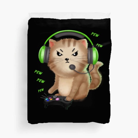 Cat Gaming Gift Video Games Lover Nerd Girl Duvet Covers