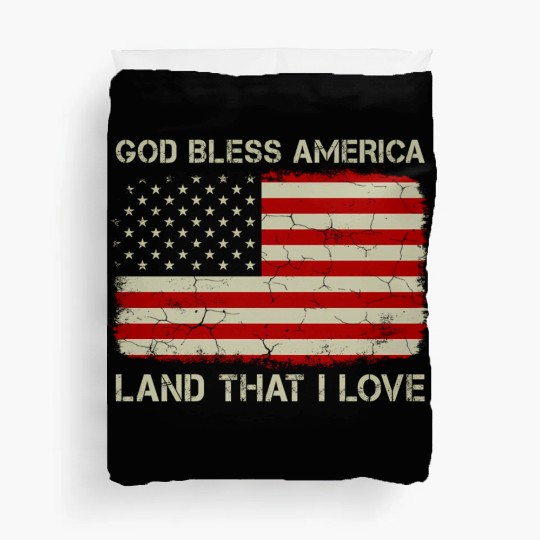 Old American Flag God Bless America Land That I Lo Duvet Covers
