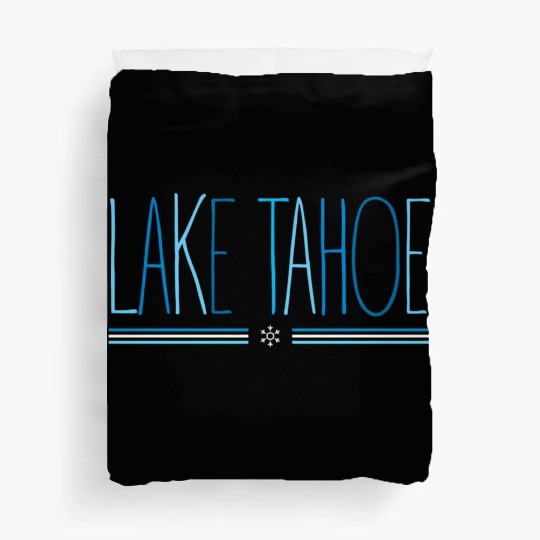 Lake Tahoe Winter Snowflake Blue Lettering Duvet Covers
