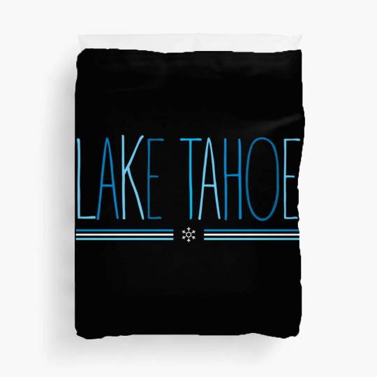 Lake Tahoe Winter Snowflake Blue Lettering Duvet Covers