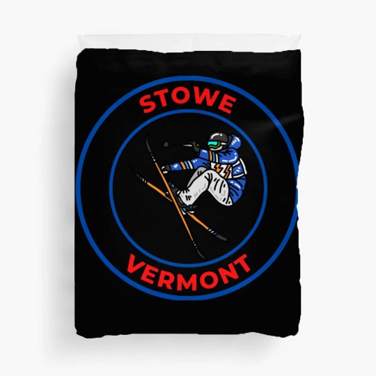 Retro Skiing in Stowe Vermont Holiday Souvenir Duvet Covers