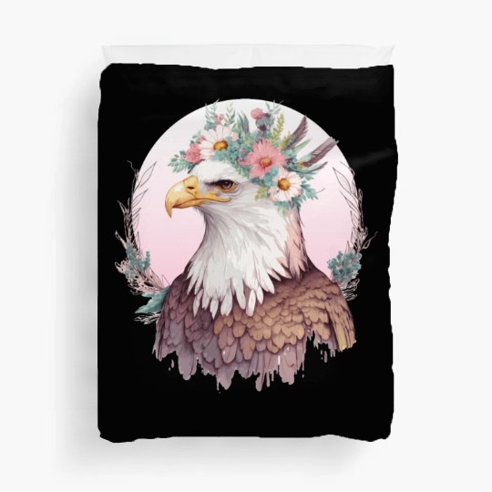 Birds Of Prey Bald Eagle Flower Crown Floral Birdi Duvet Covers