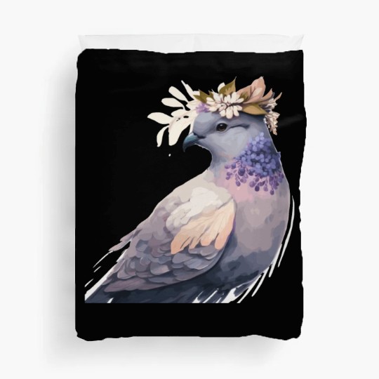 Cute Pigeon Dove Bird Flower Crown Pet Birds Duvet Covers