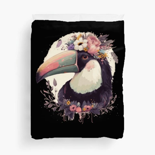 Watercolor Toucan Tropical Bird Flower Crown Jungl Duvet Covers