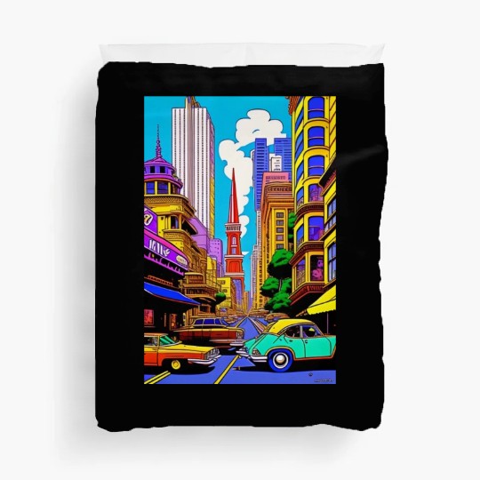 "Maximalist Chaos: chaotic stunning San Francisco Duvet Covers