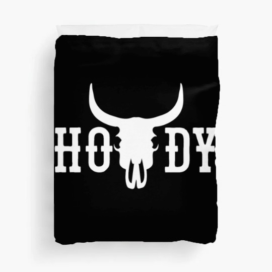 Howdy Cow Skull Western Cowboy Cowgirl Rodeo Howdy Duvet Covers