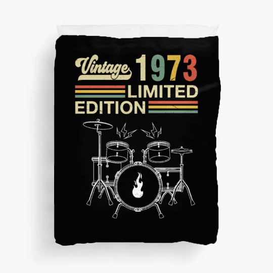 Vintage 1973 Drums 50th Birthday Drummer Duvet Covers