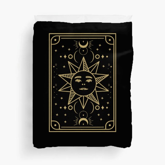 Gothic symbol sun Astrology tarot card Duvet Covers