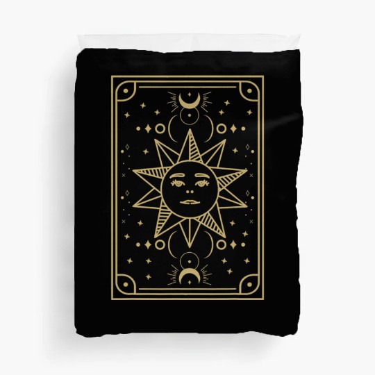 Gothic symbol sun Astrology tarot card Duvet Covers