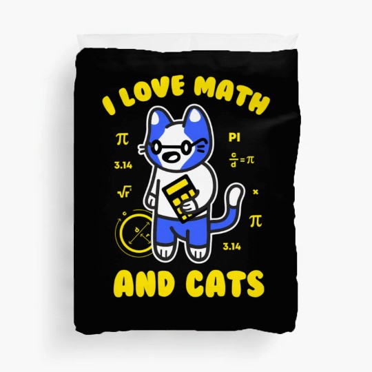 I Love Math And Cats Pi Day Teacher Cat Duvet Covers