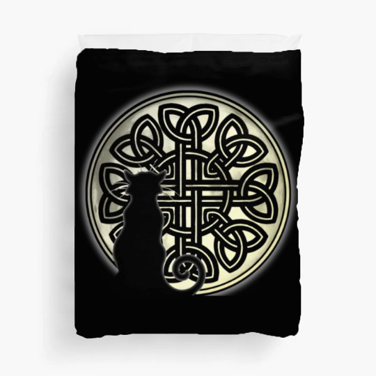 Celtic Knot Cat And The Moon Duvet Covers