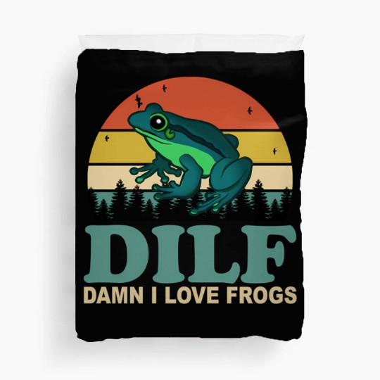 Dilf-Damn I Love Frogs Saying Frog-Amphibian Duvet Covers