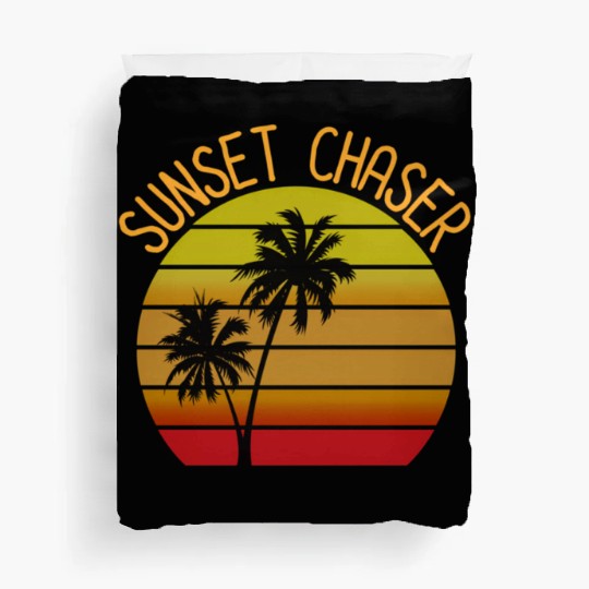 Sunset Chaser Beach Vacation Palm Tree Sand And Su Duvet Covers