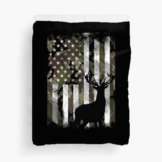 Patriotic Camo American Flag Deer Hunter Hunting Duvet Covers