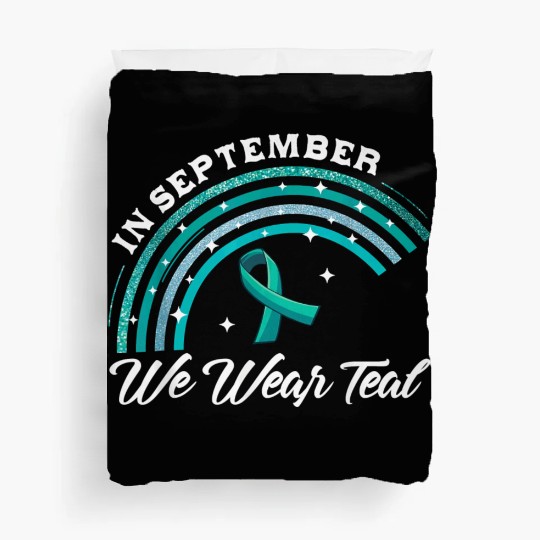 In September We Wear Teal Rainbow Pcos Awareness Duvet Covers